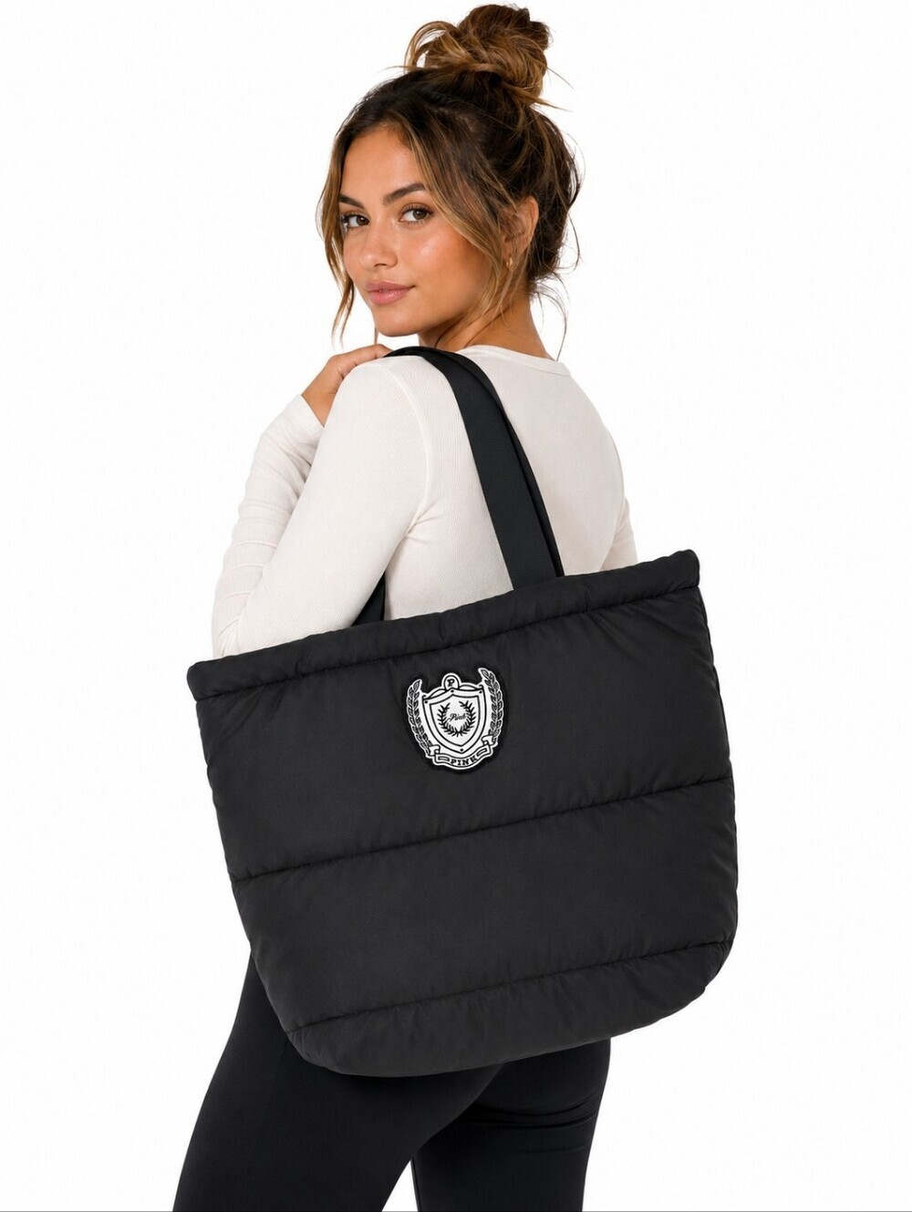 Victoria's Secret PINK 2023 Limited Edition Black Quilted Puffer Tote Bag
